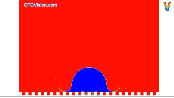 2D and 3D CFD Simulation of Microdroplet Impact on Microstructured Surfaces