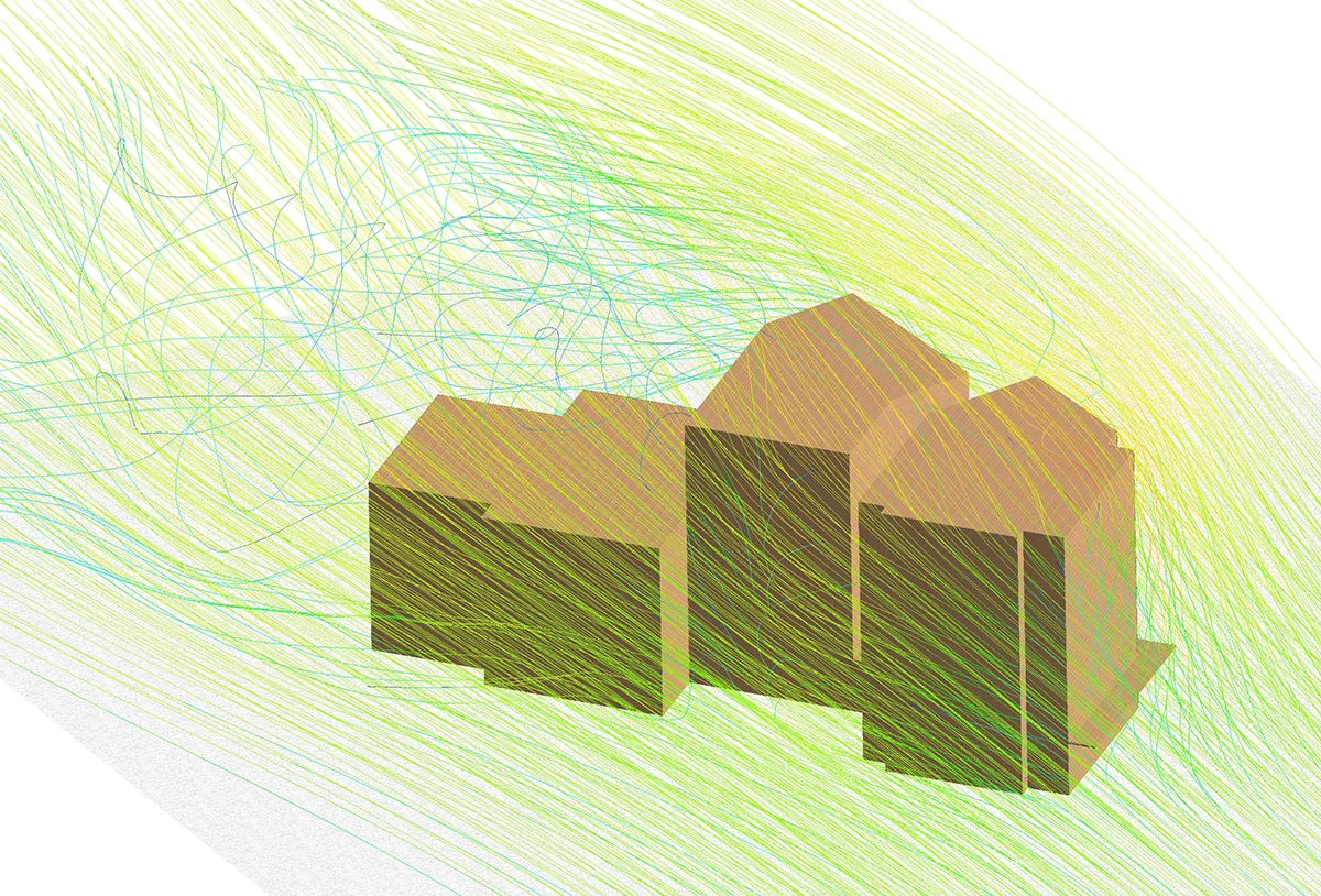 CFD analysis of wind flow around a building complex