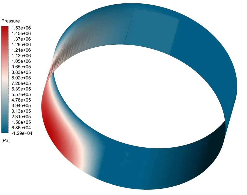 CFD simulation of oil flow and pressure distribution inside an industrial lubricated bearing